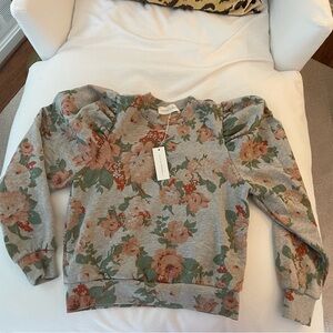 Loeffler Randall, floral puff sleeve sweatshirt, size small